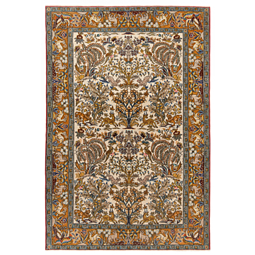 Qom Persian Rug Beige-Cream 201 x 138 cm
