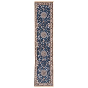 Nain 9La Persian Rug Blue 390 x 88 cm