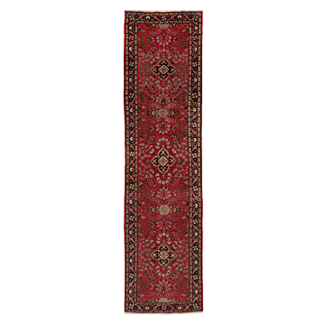 Hamedan Persian Rug Red 297 x 77 cm