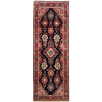 Hamedan Persian Rug Night Blue 264 x 91 cm