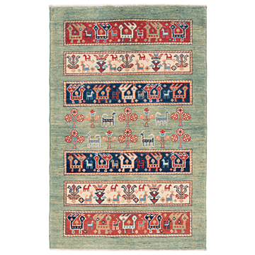 Kazak Rug Green 125 x 81 cm