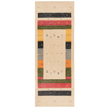 Handloom Rug Beige-Cream 243 x 93 cm
