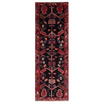 Hamedan Persian Rug Black 312 x 106 cm