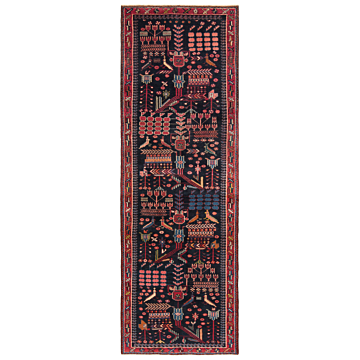 Hamedan Persian Rug Night Blue 303 x 102 cm