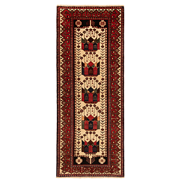 Hamedan Persian Rug Beige-Cream 288 x 115 cm