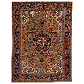 Tabriz Persian Rug Brown 339 x 255 cm