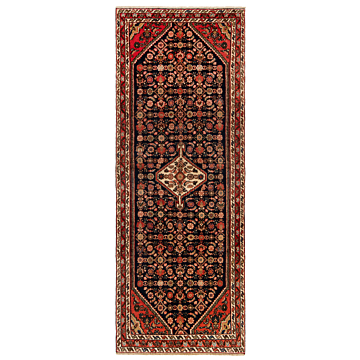 Hamedan Persian Rug Black 300 x 115 cm