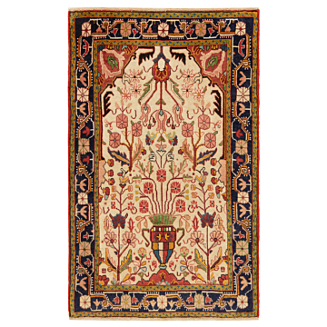 Sarough Persian Rug Beige-Cream 106 x 86 cm