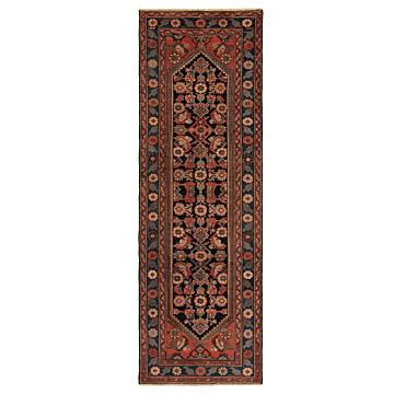 Hamedan Persian Rug Black 290 x 96 cm