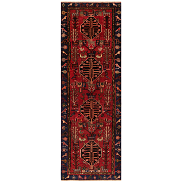 Hamedan Persian Rug Red 301 x 101 cm