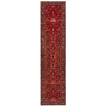 Hamedan Persian Rug Red 397 x 97 cm