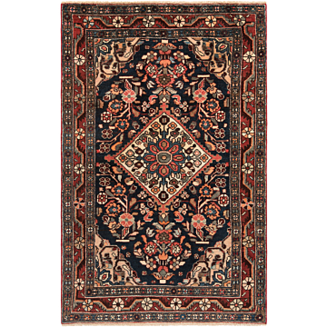 Hamedan Borchaloo Persian Rug Night Blue 172 x 110 cm