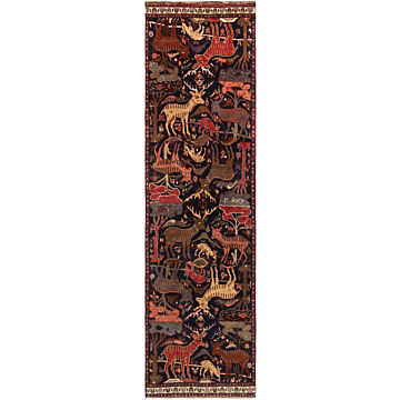 Hamedan Persian Rug Night Blue 321 x 90 cm