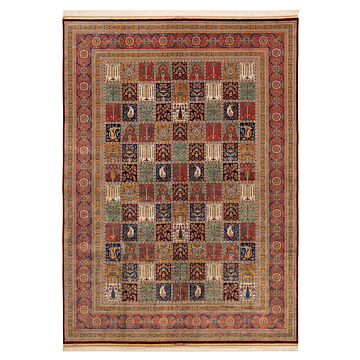 Qom Silk Persian Rug Multicolor 350 x 250 cm