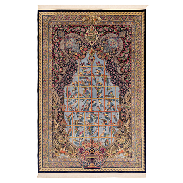 Qom Persian Rug Blue 300 x 200 cm