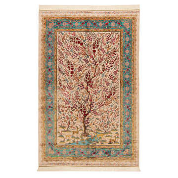 Qom Silk Persian Rug Beige-Cream 225 x 150 cm