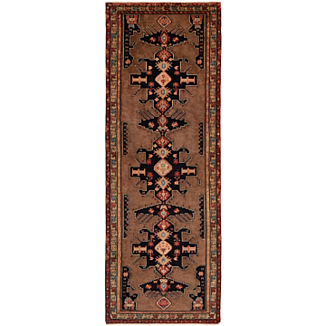 Hamedan Persian Rug Brown 347 x 121 cm