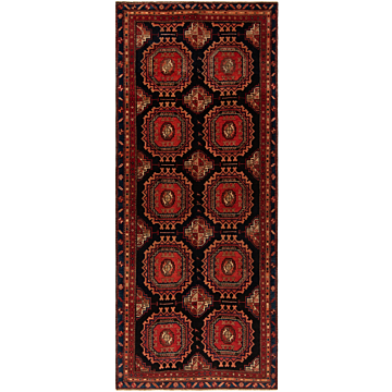 Ardebil Persian Rug Black 314 x 131 cm