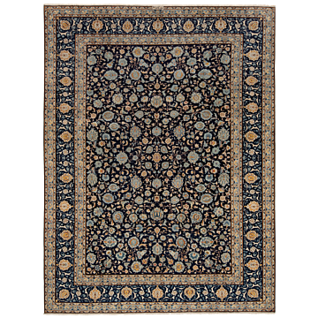 Kashan Persian Rug Night Blue 364 x 282 cm