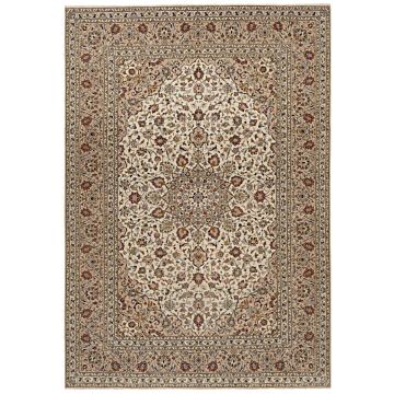 Kashan Persian Rug Beige-Cream 344 x 243 cm