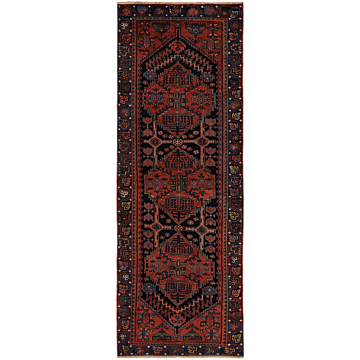 Hamedan Persian Rug Night Blue 277 x 98 cm