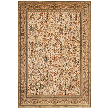 Tabriz Tabatabai Persian Rug Beige-Cream 443 x 300 cm