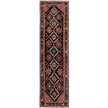 Hamedan Persian Rug Night Blue 313 x 88 cm