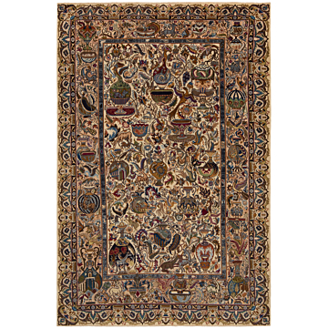 Kashmar Persian Rug Beige-Cream 298 x 197 cm