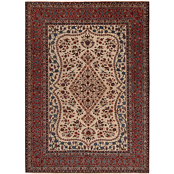 Isfahan Persian Rug Beige-Cream 446 x 323 cm