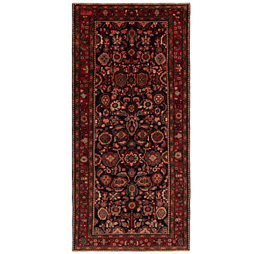 Hamedan Persian Rug Black 331 x 157 cm