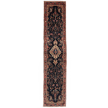 Hamedan Lalejin Persian Rug Night Blue 394 x 80 cm