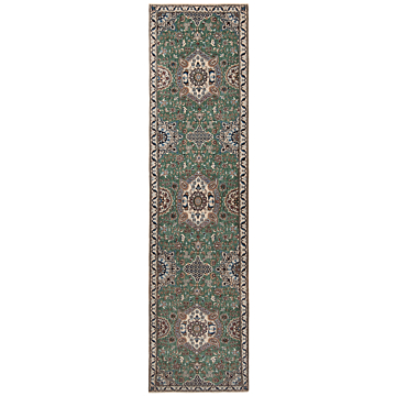 Nain 9La Persian Rug Green 370 x 93 cm