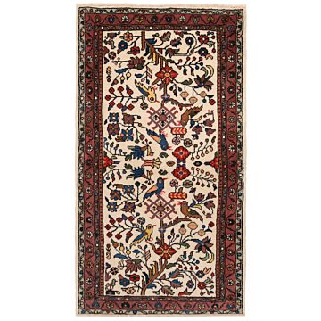 Hamedan Persian Rug Beige-Cream 142 x 79 cm