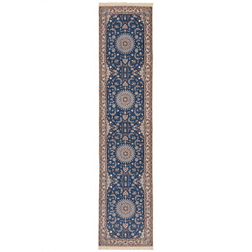 Nain 9La Persian Rug Blue 390 x 88 cm