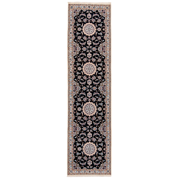 Nain 9La Persian Rug Night Blue 396 x 98 cm