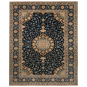 Kashan Persian Rug Night Blue 365 x 298 cm