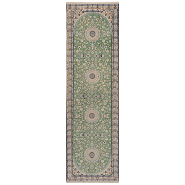 Nain 9La Persian Rug Green 277 x 82 cm