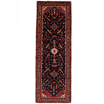 Hamedan Persian Rug Night Blue 322 x 110 cm