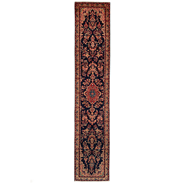 Hamedan Lalejin Persian Rug Night Blue 395 x 77 cm
