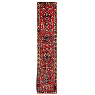 Hamedan Mehraban Persian Rug Red 387 x 85 cm