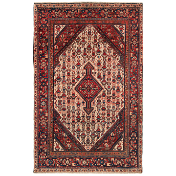 Hamedan Persian Rug Beige-Cream 159 x 103 cm