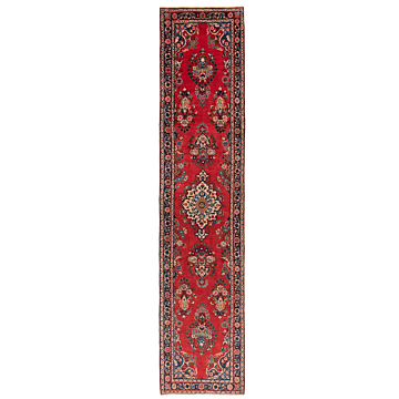 Hamedan Persian Rug Red 407 x 90 cm