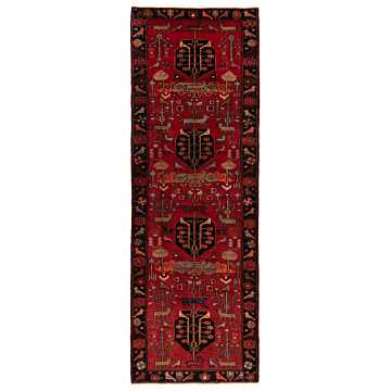 Hamedan Persian Rug Red 329 x 117 cm