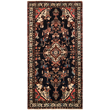 Hamedan Persian Rug Night Blue 202 x 100 cm