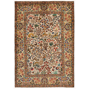 Tabriz Persian Rug Beige-Cream 192 x 135 cm