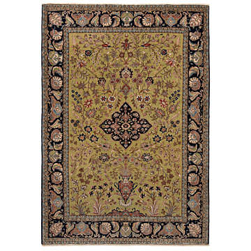 Qom Persian Rug Green 204 x 142 cm