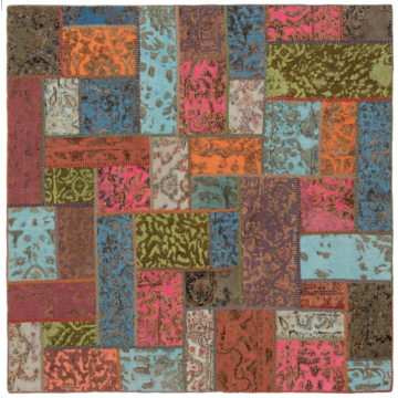Patchwork Relief Rug Multicolor 200 x 200 cm