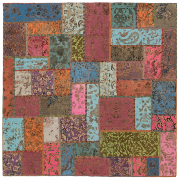 Patchwork Relief Rug Multicolor 201 x 201 cm