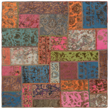 Patchwork Relief Rug Multicolor 150 x 150 cm