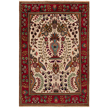 Tabriz Tabatabai Persian Rug Beige-Cream 145 x 96 cm